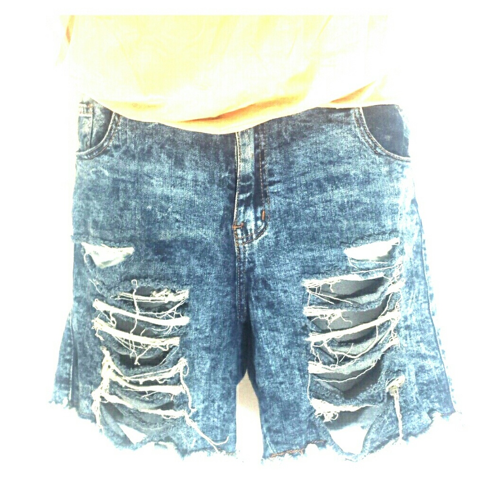 VIP Destroyed Denim Shorts